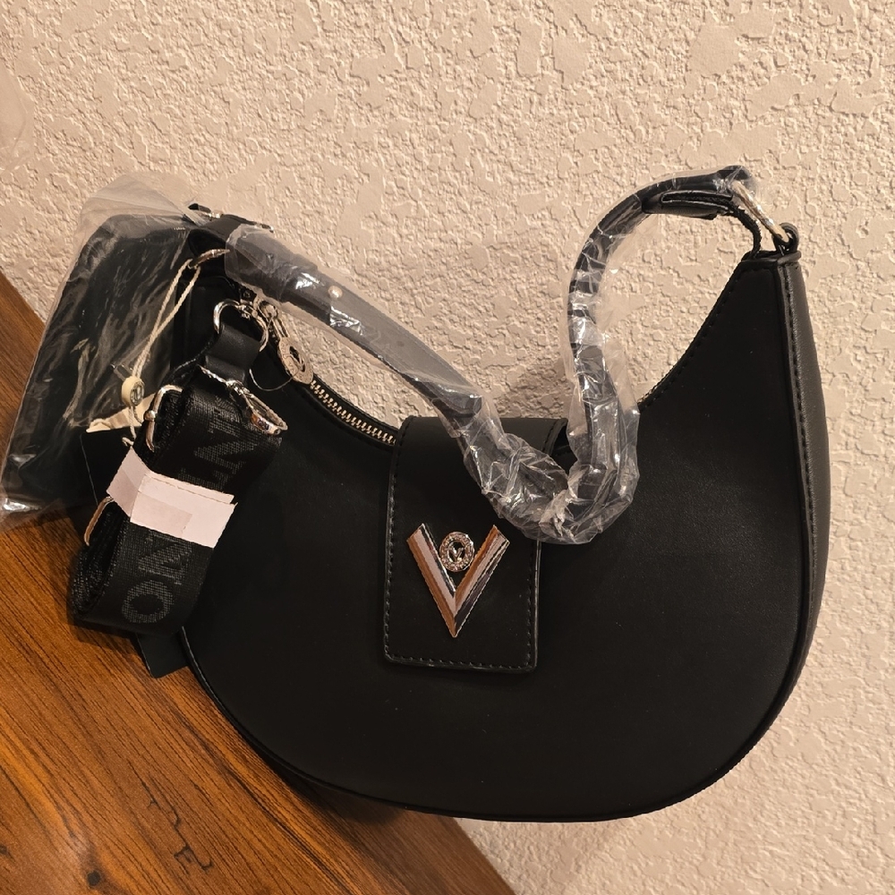 Valentino Orlandi Elegant Black Women's Crescent Bag